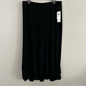 KM Collections by Milla Bell Black Velvet Maxi Skirt 14 Gathered Bubble Hem NWT